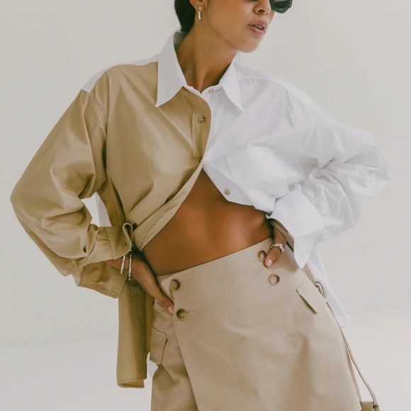 SLOAN / The Two-Tone Boyfriend Shirt / 100% cotton / Size L - Picture 2 of 6